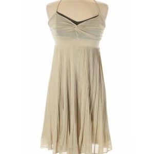 Iisli Gold Metallic Pleated Dress Size S